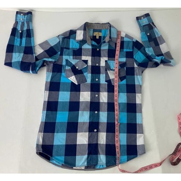 Chip & Pepper Checkered Blue Pearl Snap Shirt 100% Cotton - Men's Size Small - Picture 3 of 11
